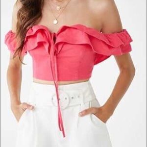 Ruffled Off the Shoulder Crop Top
